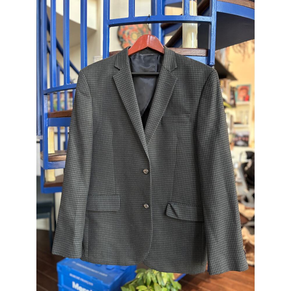 Hugh & Crye Gray Checkered Tailored Blazer Fits L/XL